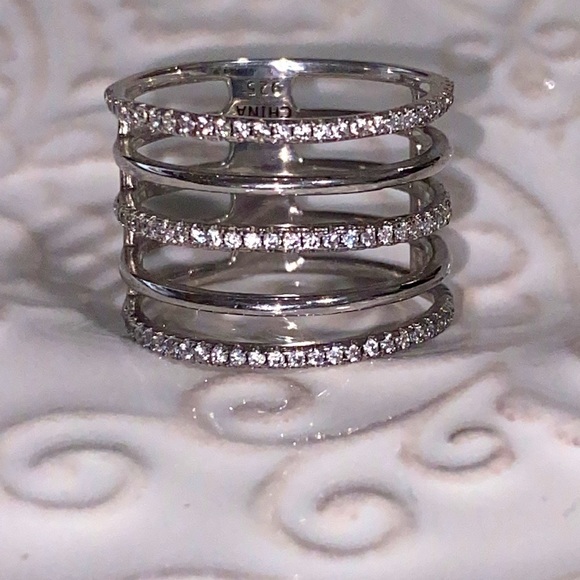 Diamond Sterling Silver Stacked Multiple Ring Bohemian Artsy Wedding Anniversary - Picture 1 of 16
